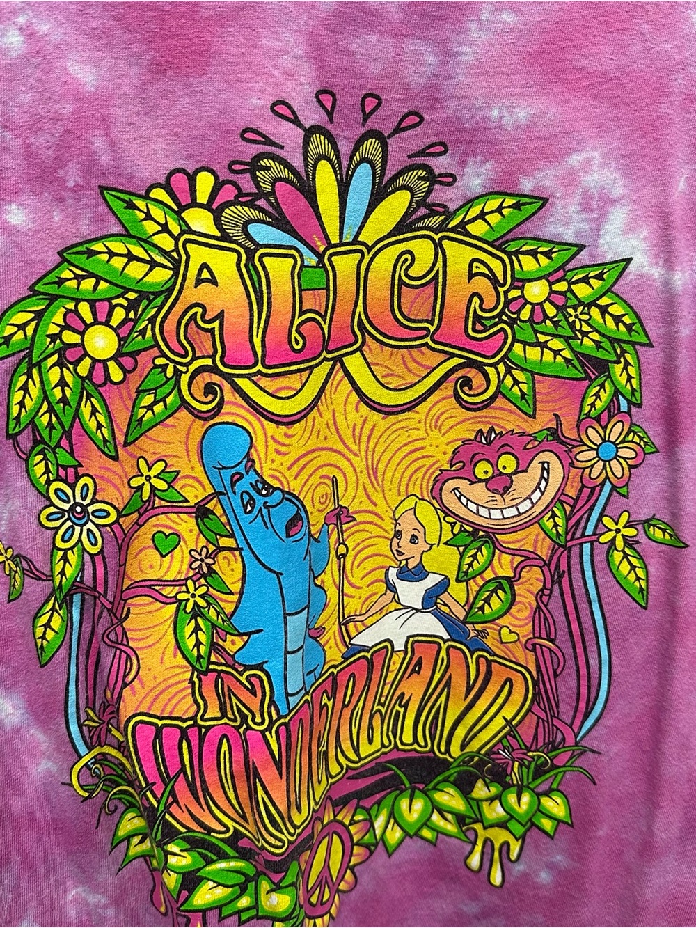 Alice in Wonderland pink tie dye tshirt Drink Me size large unisex - Picture 4 of 5